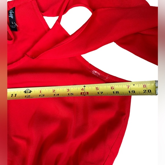 Bebop sz LG bright red romper cold shoulder like new shorts lightweight summer - Picture 3 of 5